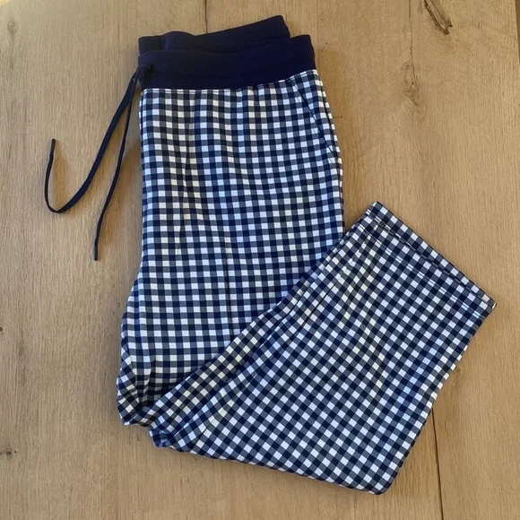 Draper James Gingham sweatpants Nassau Navy XL NWOT - Picture 1 of 8
